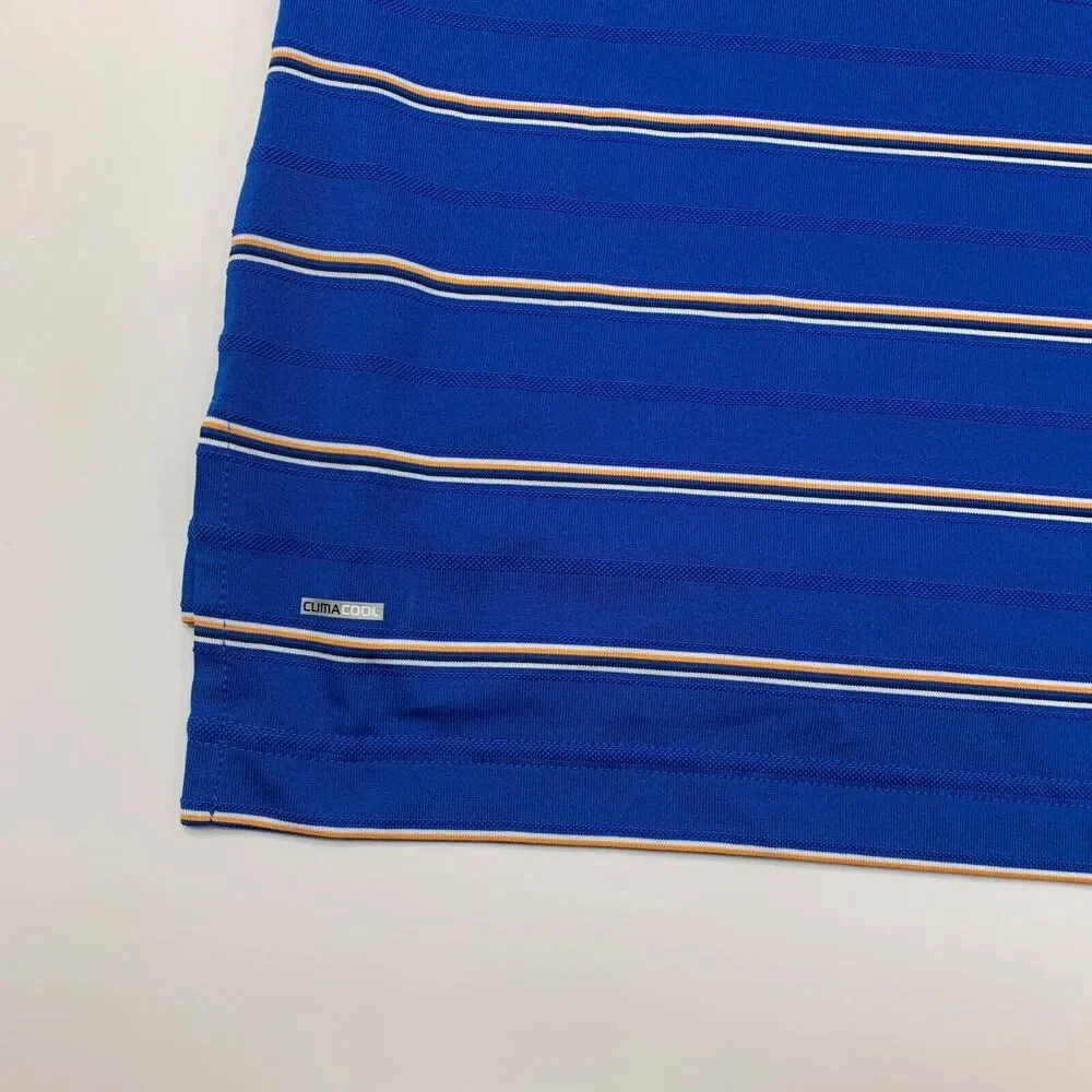 Adidas Polo Shirt Mens XL Extra Large Blue Climacool Striped Hickory Hills Golf
